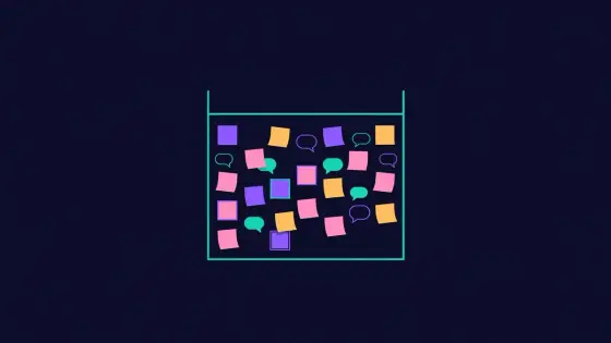 Wall calendar covered in colorful sticky notes and chat bubbles