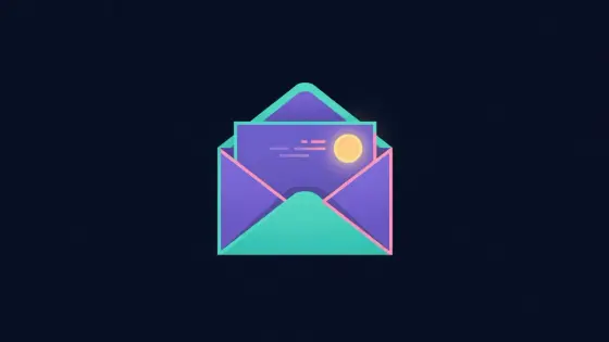 Open envelope with a glowing coin shaped stamp