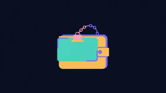 Name badge attached to a wallet by a small chain link