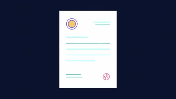 Invoice sheet with a coin stamp and a small globe