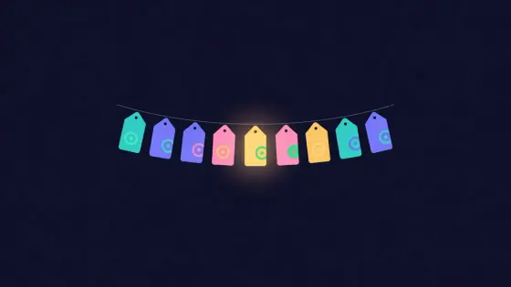 Price tags on a line with one tag glowing