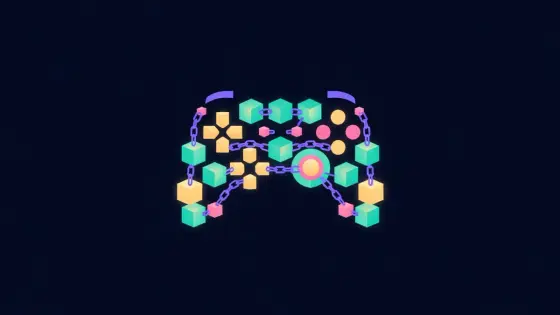 Game controller made of glowing blocks linked by chains