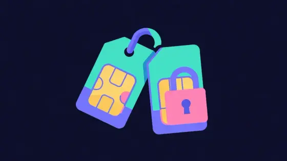 SIM card pulled by a hook while a lock protects another card