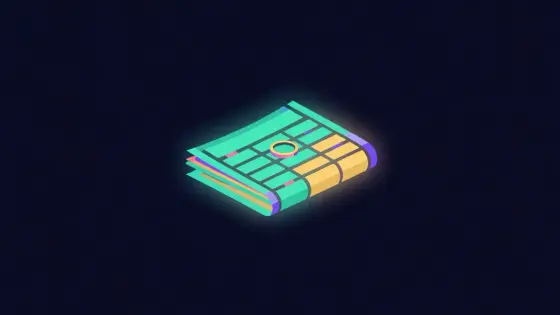 Stylised newspaper built from glowing blocks with a coin resting on it