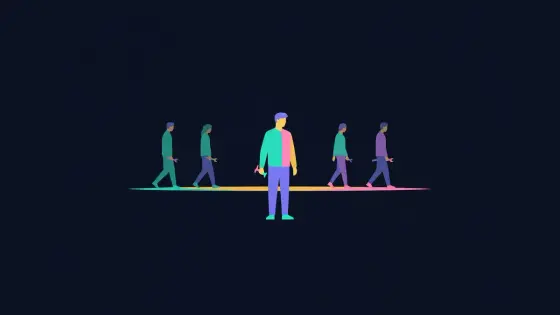 Quiet figures stepping onto a lit stage holding small tools