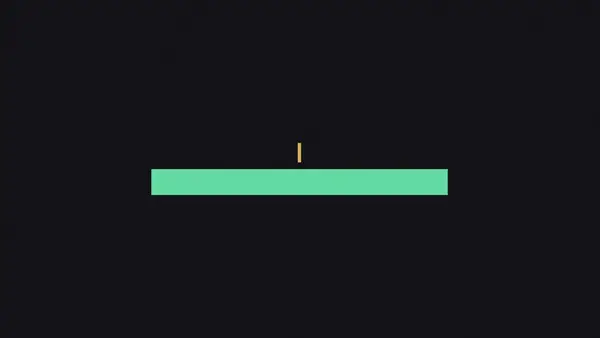 A wide flat bar with a small marker above it