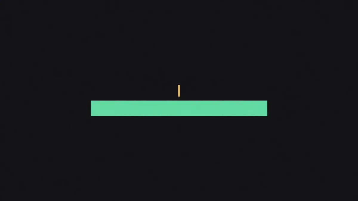 A wide flat bar with a small marker above it