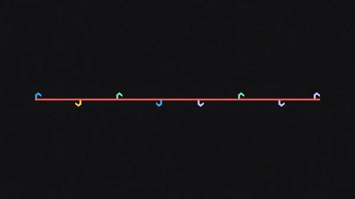 A straight path with small hooks projecting into it