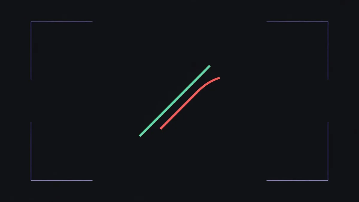 A diagonal reference line with a curved line beside it