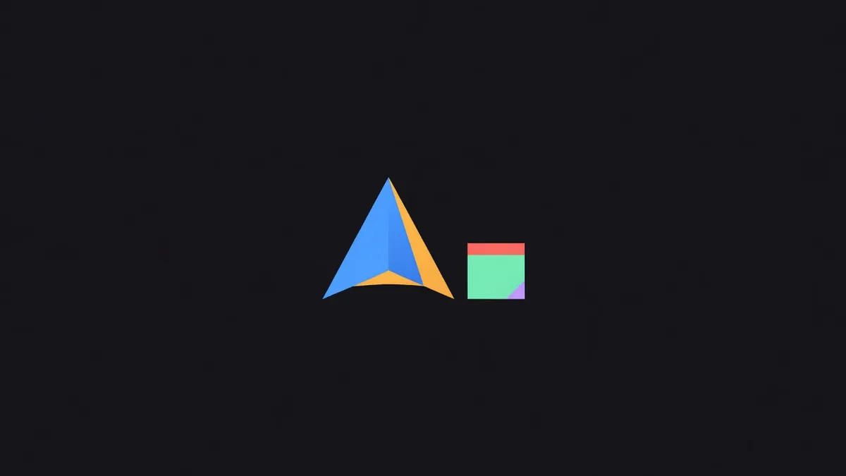 A triangle shape beside a small calendar square
