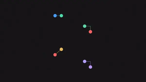 Six dots connected into three clusters