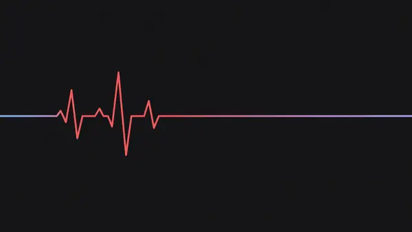 A heartbeat line that flattens partway across