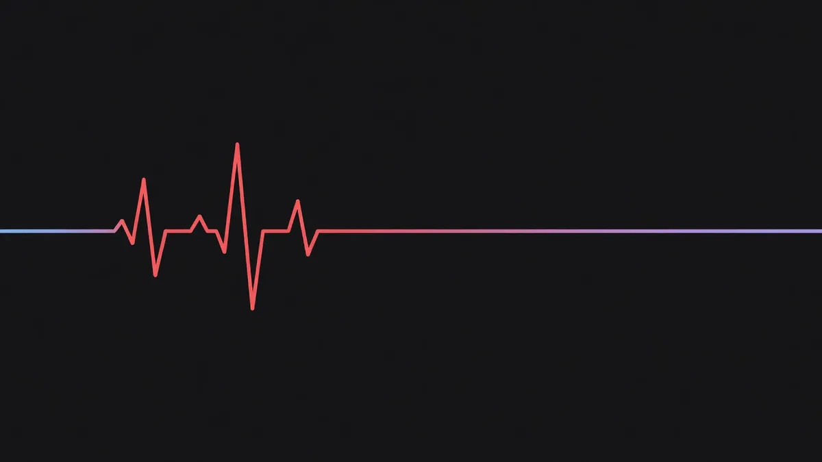 A heartbeat line that flattens partway across
