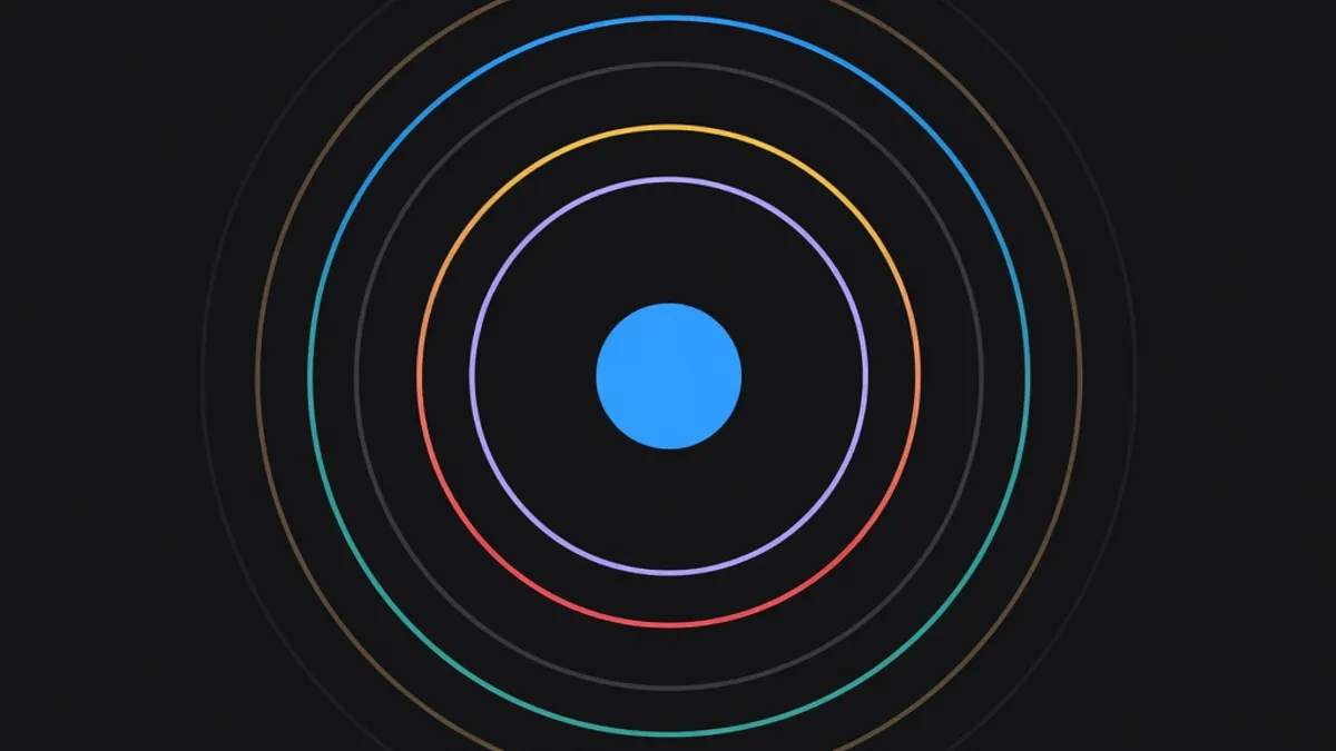 A dot with concentric fading rings