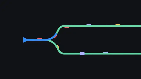A path forking into a short branch and a long branch