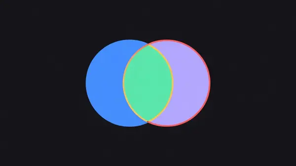 Two overlapping circles with the intersection highlighted