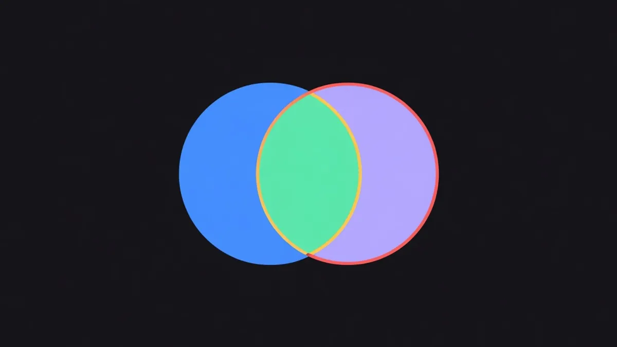 Two overlapping circles with the intersection highlighted