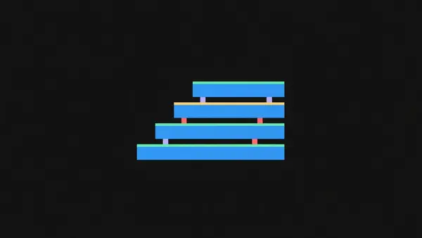 Three horizontal steps at different heights