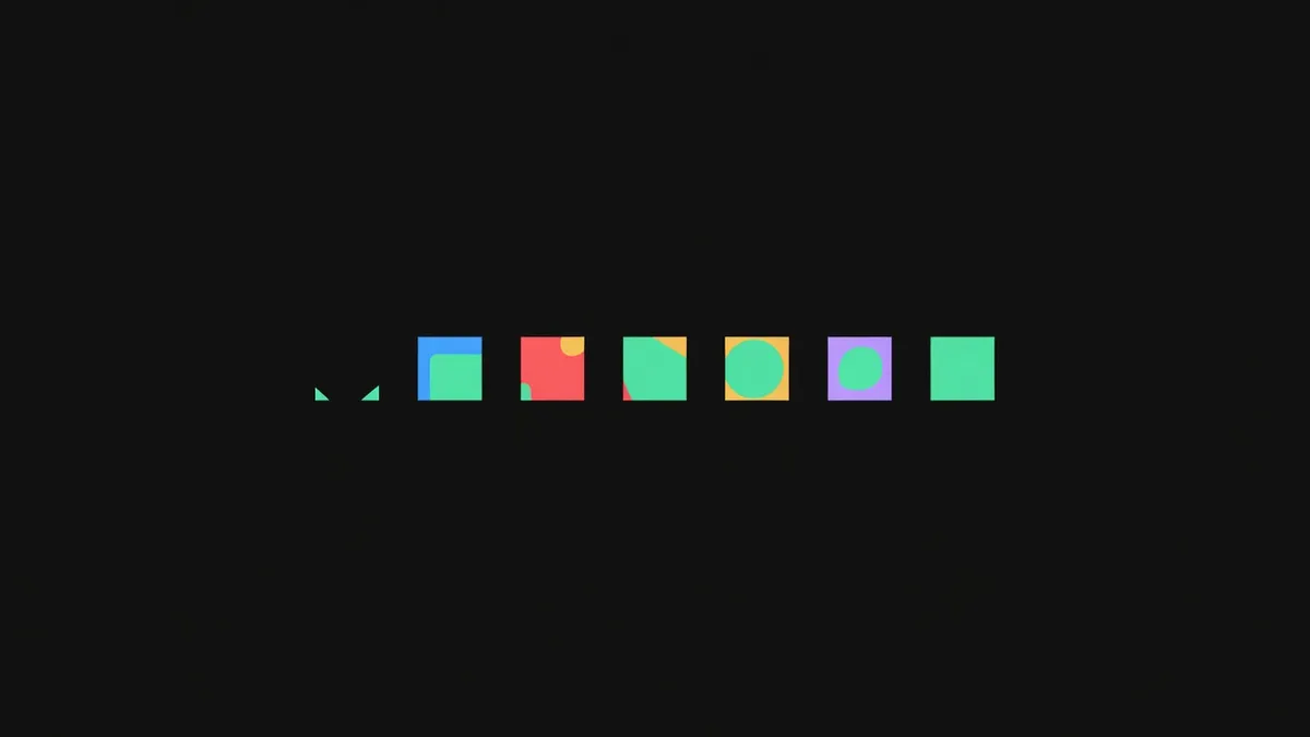 Seven squares filling progressively from left to right
