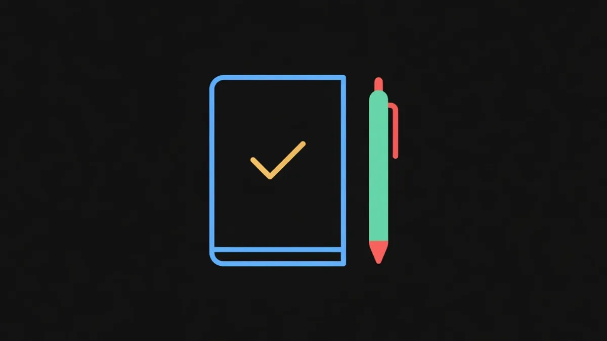A notebook with one tick mark