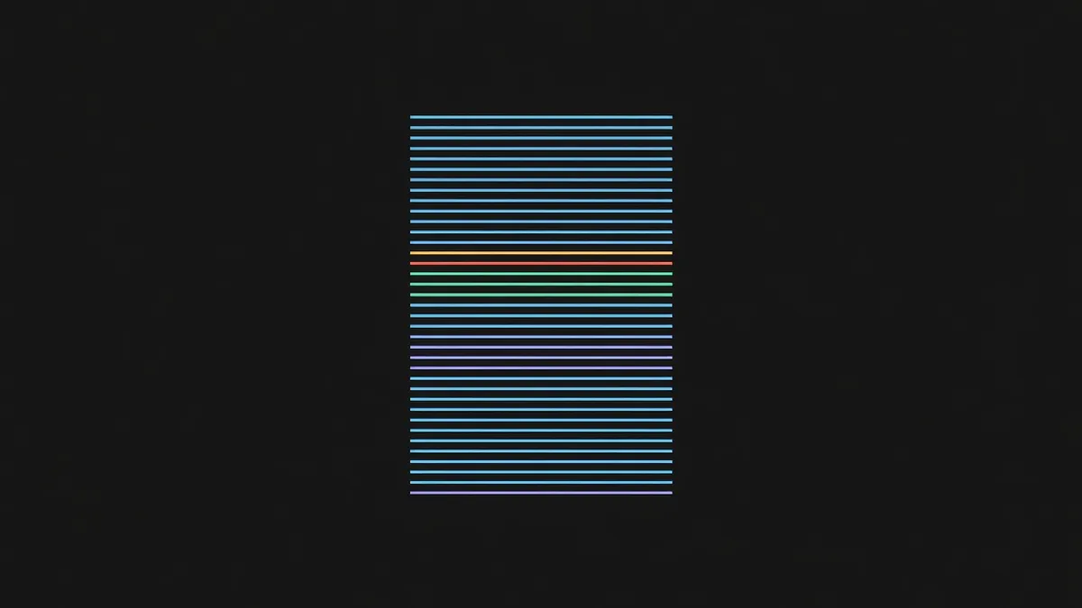 A stack of thin lines with one highlighted