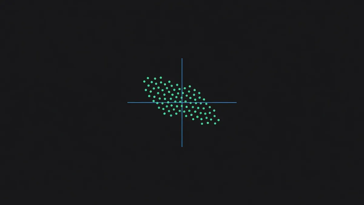 A scatter of dots sloping downward from left to right