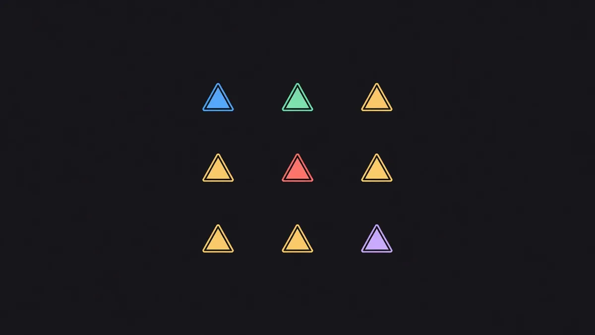 A loose grid of small warning triangles