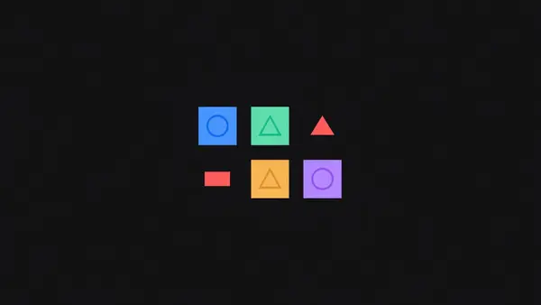 A grid of coloured squares with one left empty