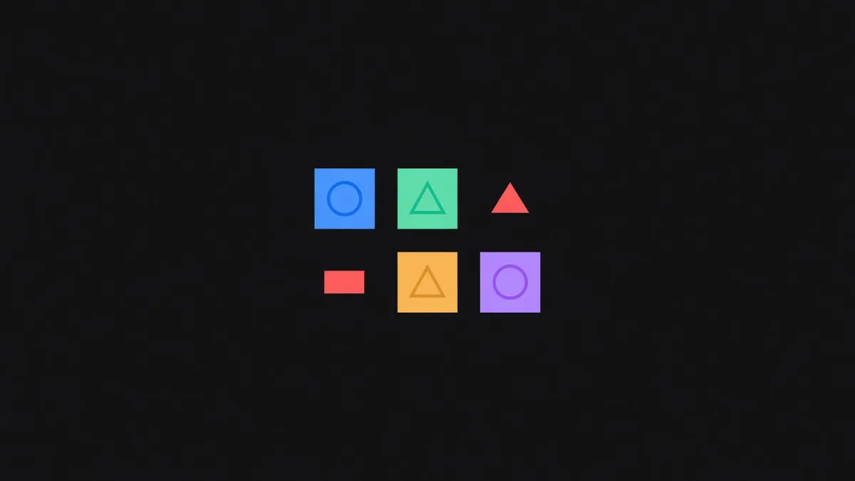 A grid of coloured squares with one left empty