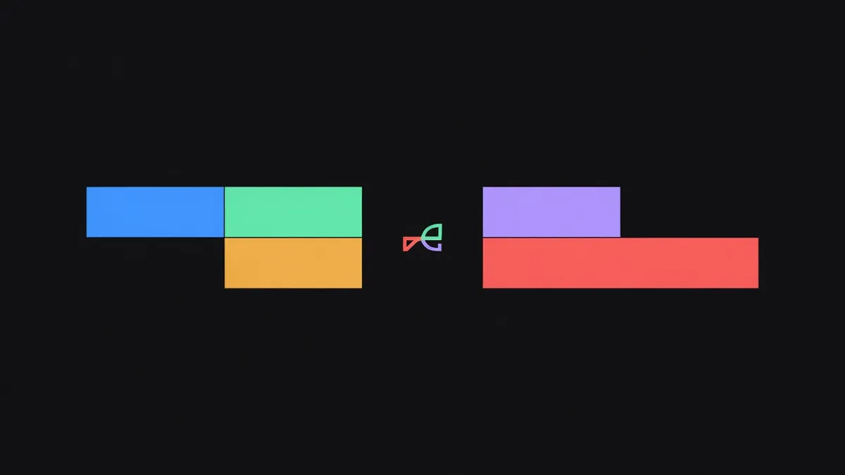 A timeline divided into four unequal coloured segments