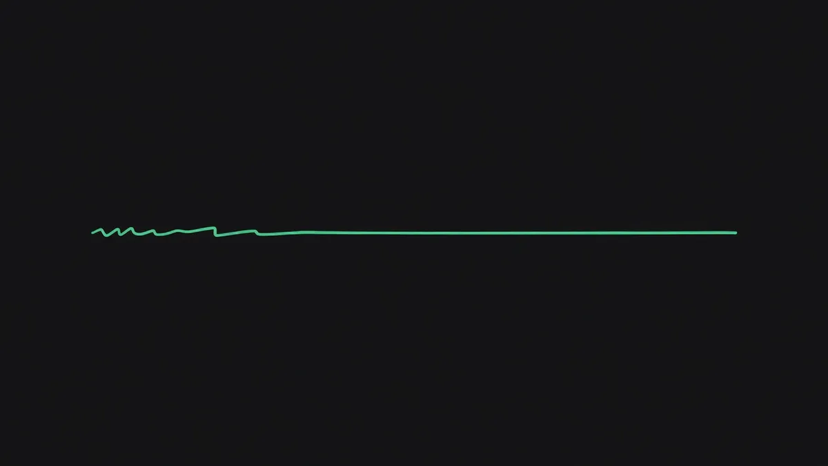A line that starts wobbly and ends flat