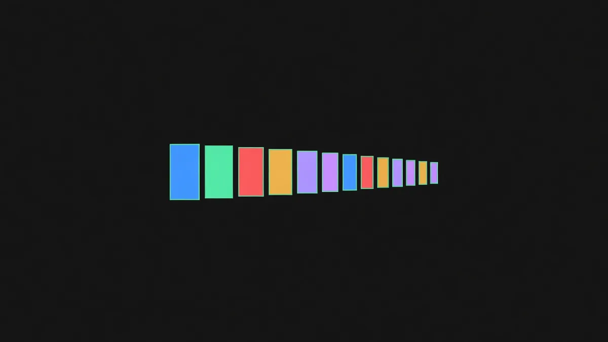A queue of rectangles of decreasing width