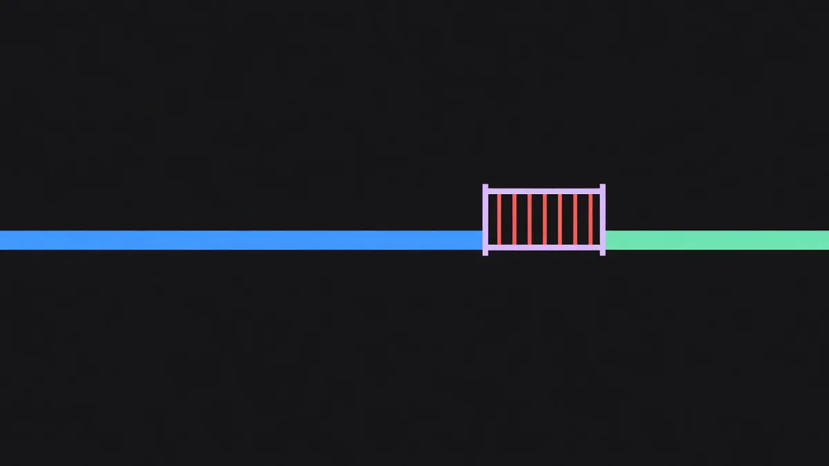 Two paths, one direct and one pausing at a gate