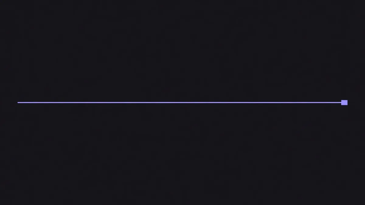 A long horizontal line with a marker at the far end