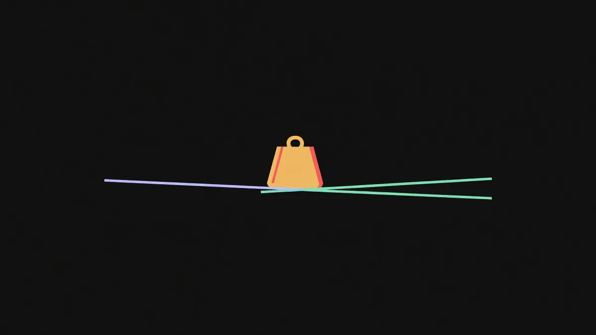 A weight resting on a long thin beam