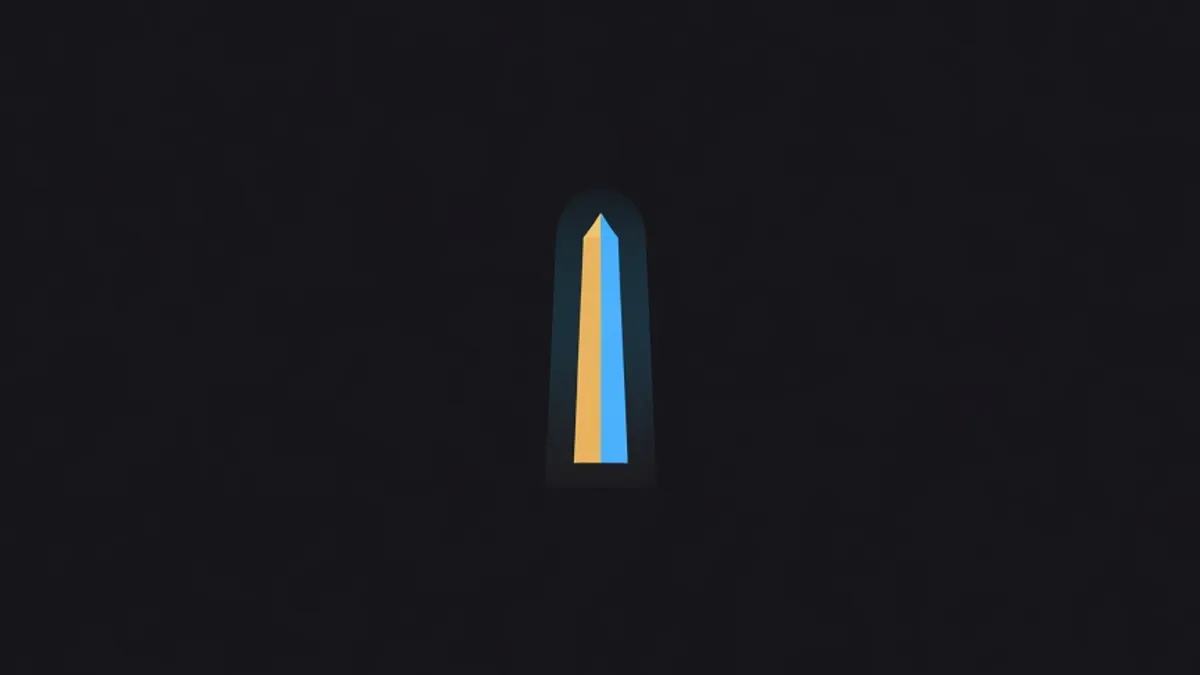A narrow shaded band around a vertical marker