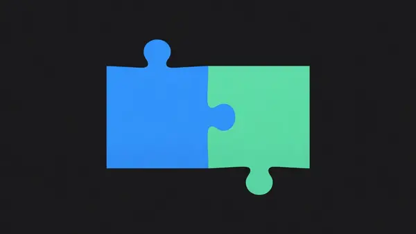 Two shapes fitting together at a clean edge