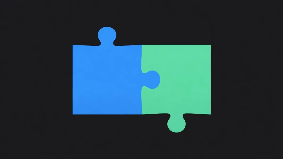 Two shapes fitting together at a clean edge