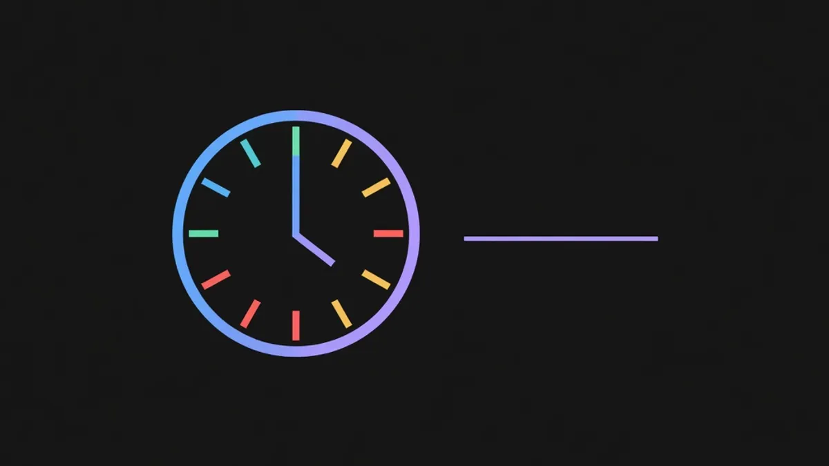 A blank clock face beside a price line