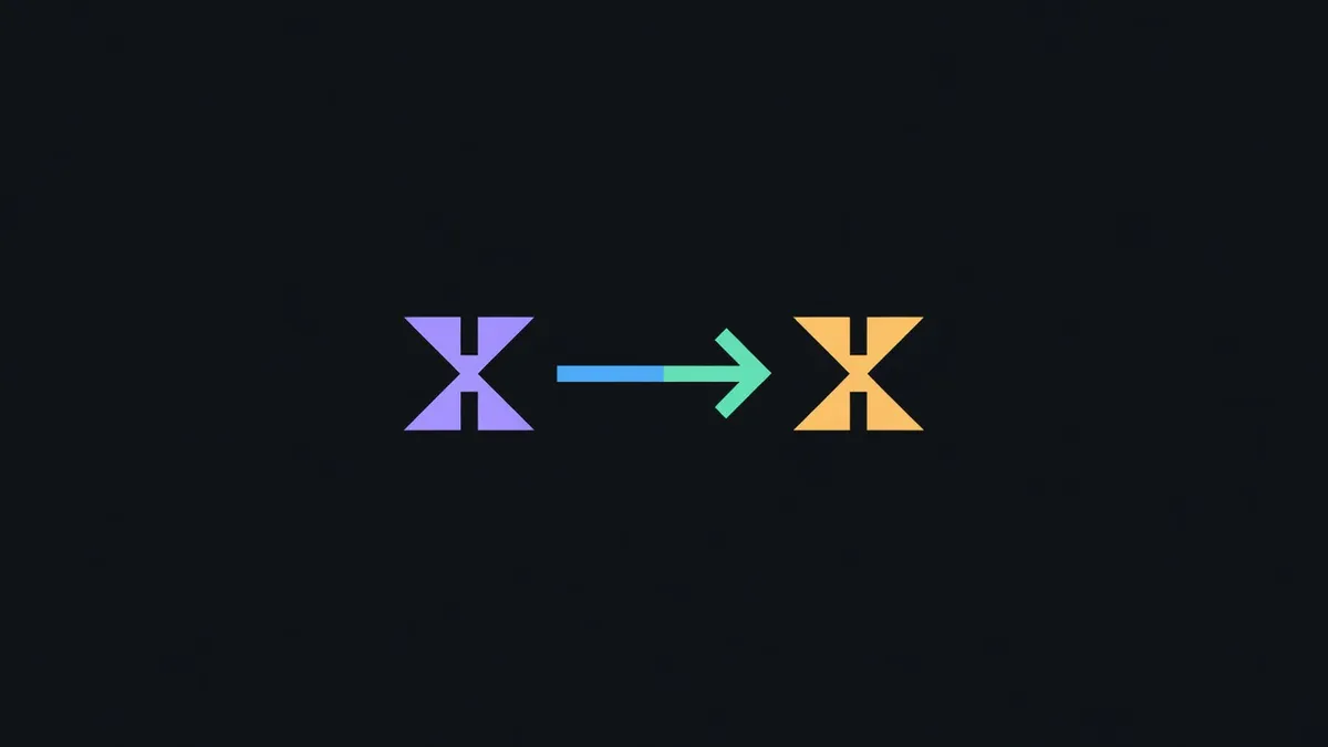 An arrow between two distinct symbols