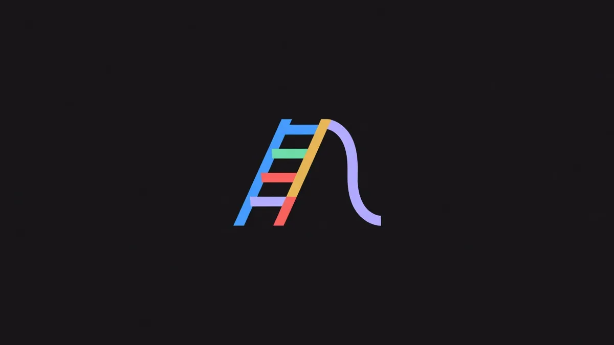 A stepped ladder beside a smooth curve