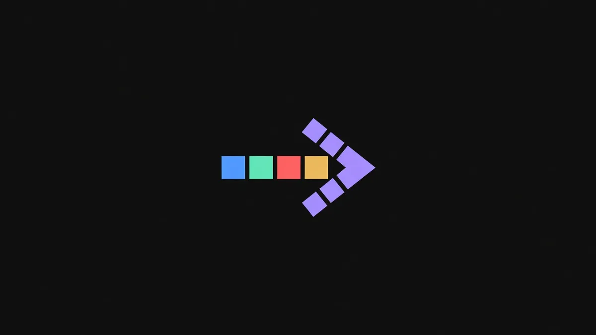 A forward arrow made of separate segments