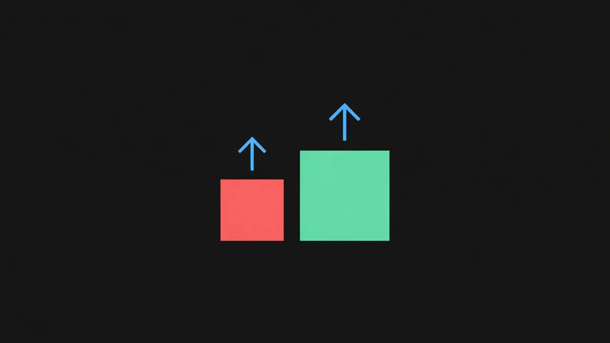 Identical arrows above a small block and a large block