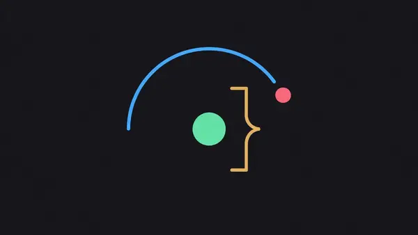 A dot entering an open bracket beneath a timer arc