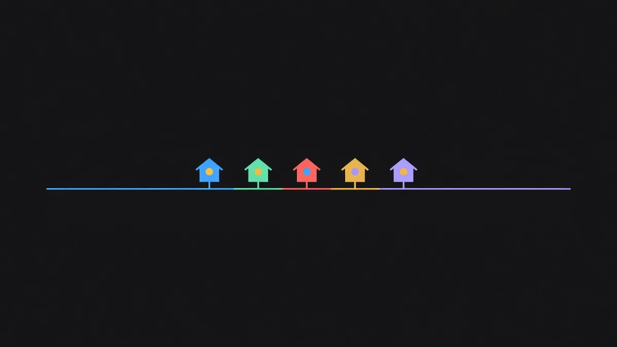 A timeline with four milestone markers