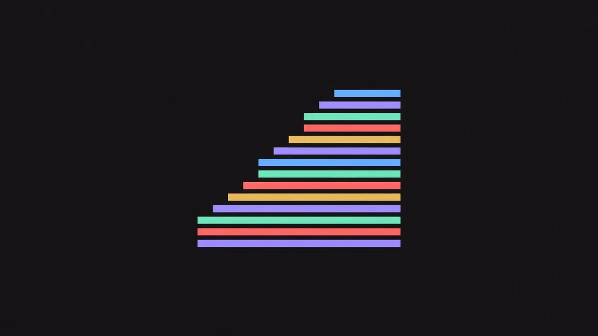 Thin bars forming an ascending staircase