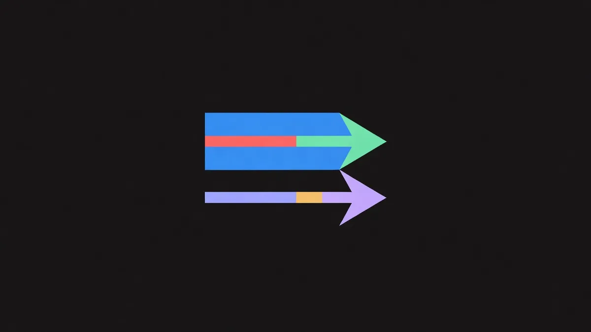 Identical arrows against a wide band and a narrow band