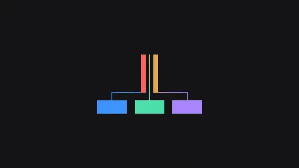 Three rectangles feeding into a single bar