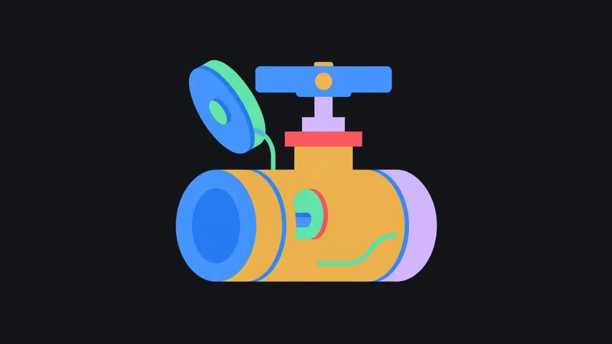 A valve partially open with a controlled stream