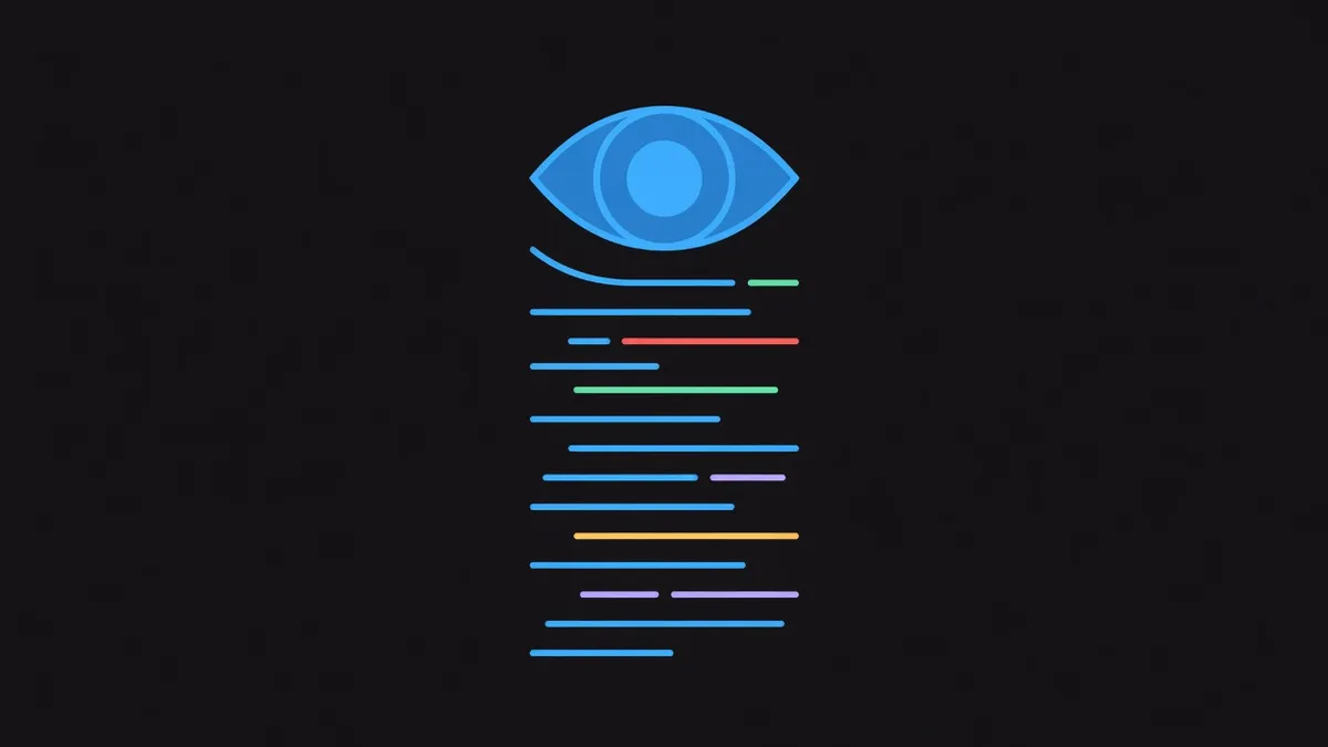 An eye shape beside a column of lines